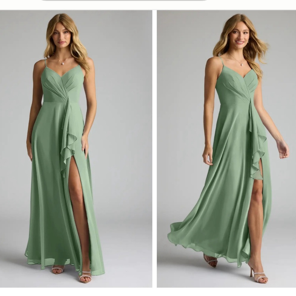 Azazie Bridesmaid Dress — Akita Style, Matcha Chiffon